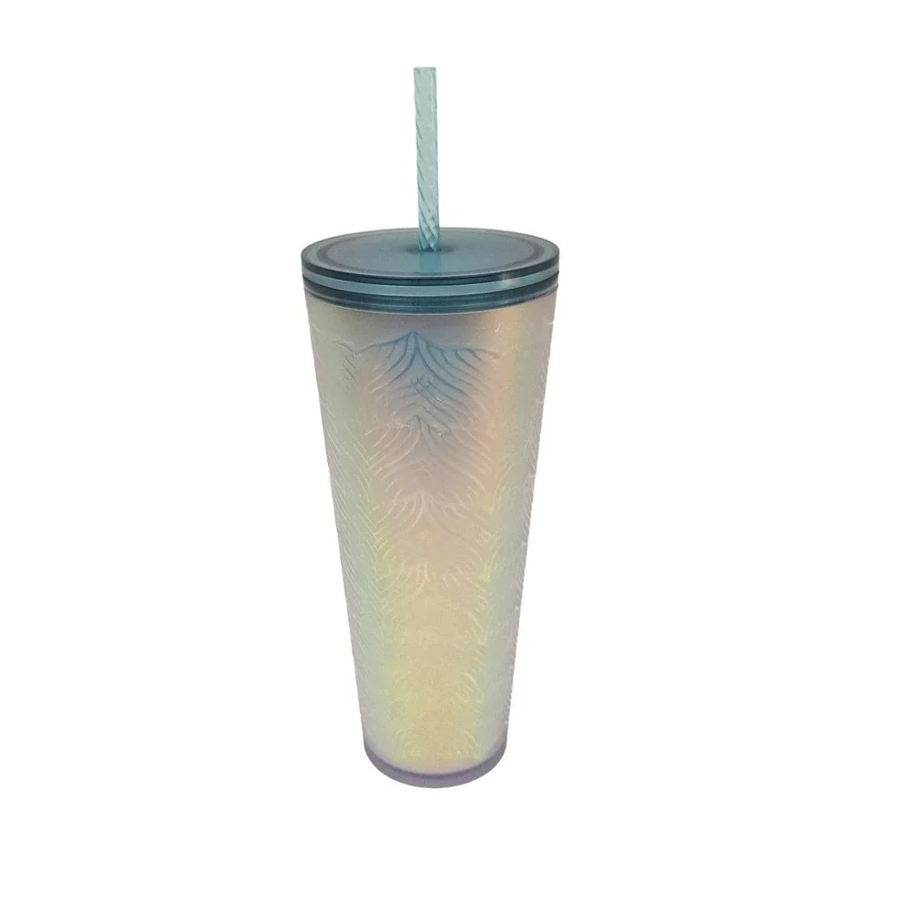 Starbucks Iridescent Pearlescent Siren Scale Cold Cup Tumbler Lid Straw 24oz